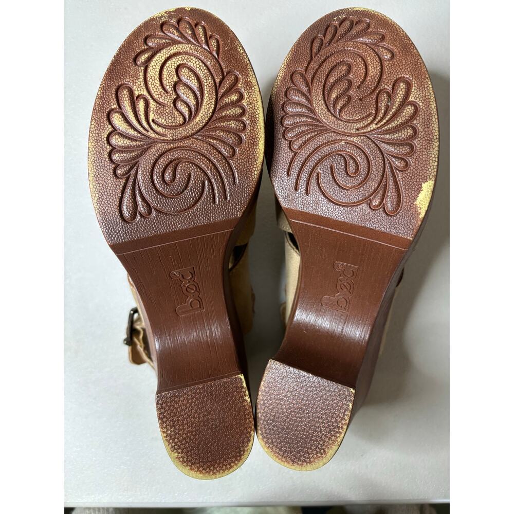 Tan Leather Mules with Wooden Heel - Picture 9 of 11